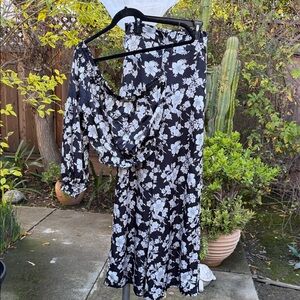 Lost + Wander Black and White Floral Wide Leg Set